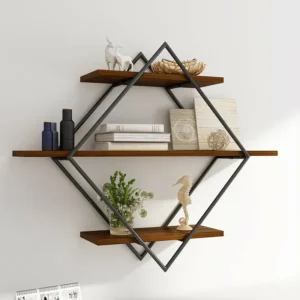3 Tier Geometry Wood Floating Shelf