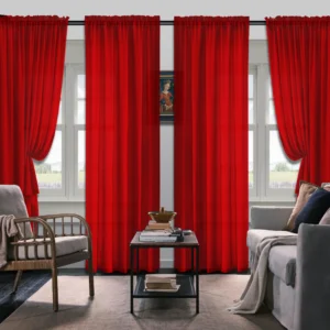 Set Of 4 Curtains, Solid Color Simple Rod Pocket Blackout Curtains
