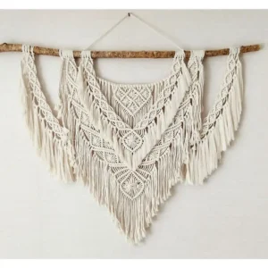 Large Macrame Wall Hanging With Natural Driftwood