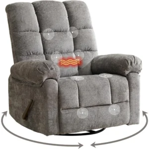 Swivel Rocker Recliner Chair with Heat and Massage
