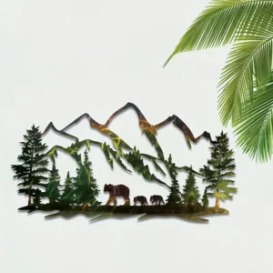 Mountain Bear Silhouette Iron Art